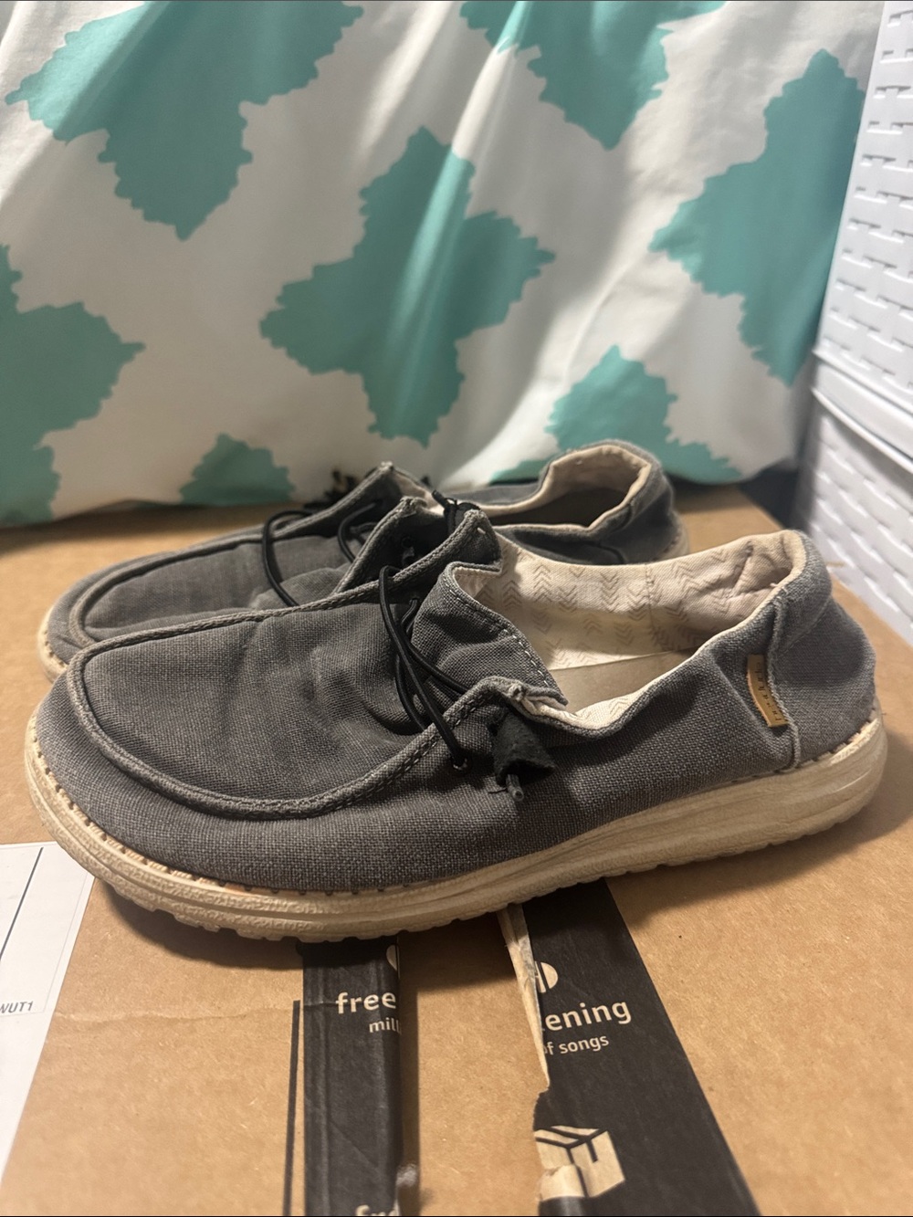 Hey Dude Grey Canvas Slip-On Loafers